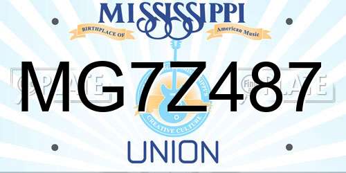 MG7Z487 Mississippi License Plate