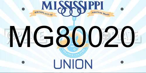 MG80020 Mississippi License Plate
