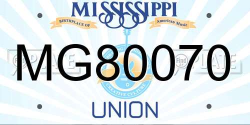 MG80070 Mississippi License Plate