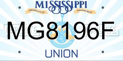 MG8196F Mississippi License Plate