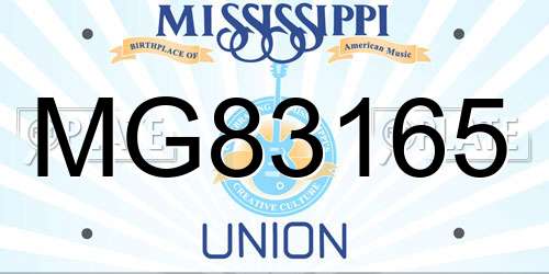MG83165 Mississippi License Plate