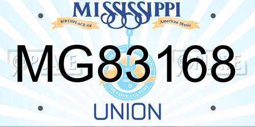 MG83168 Mississippi License Plate