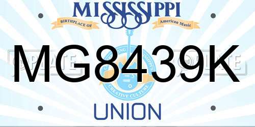 MG8439K Mississippi License Plate