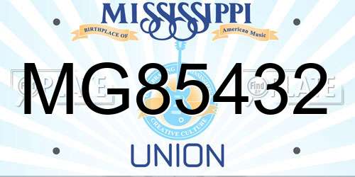 MG85432 Mississippi License Plate