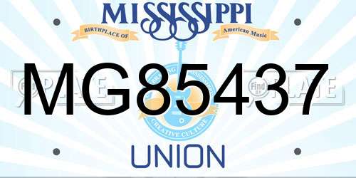 MG85437 Mississippi License Plate
