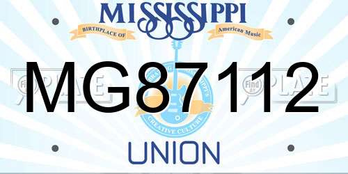 MG87112 Mississippi License Plate