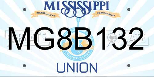 MG8B132 Mississippi License Plate