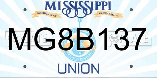 MG8B137 Mississippi License Plate