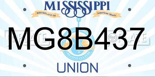 MG8B437 Mississippi License Plate