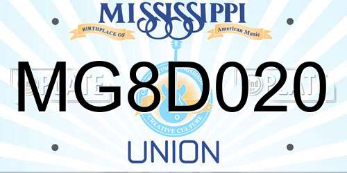 MG8D020 Mississippi License Plate