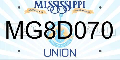 MG8D070 Mississippi License Plate