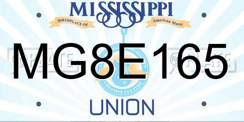 MG8E165 Mississippi License Plate