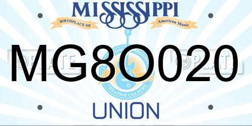 MG8O020 Mississippi License Plate