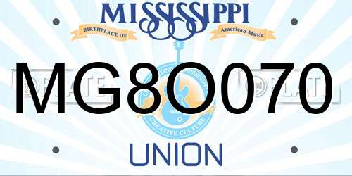 MG8O070 Mississippi License Plate