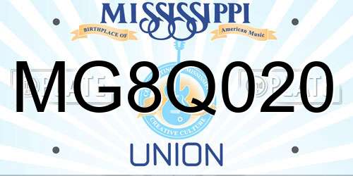 MG8Q020 Mississippi License Plate