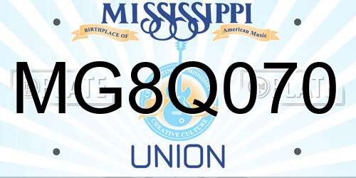 MG8Q070 Mississippi License Plate