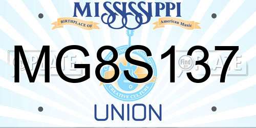 MG8S137 Mississippi License Plate