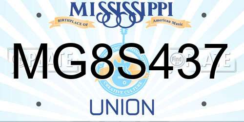 MG8S437 Mississippi License Plate