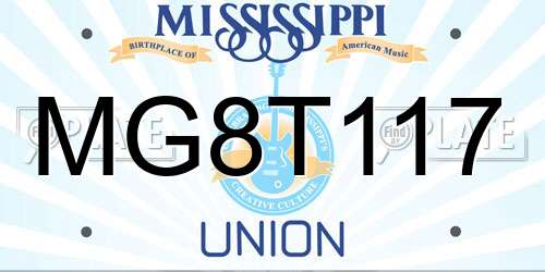 MG8T117 Mississippi License Plate