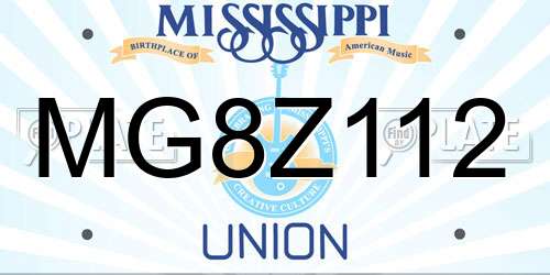 MG8Z112 Mississippi License Plate