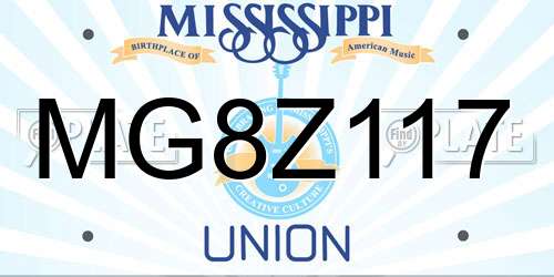 MG8Z117 Mississippi License Plate