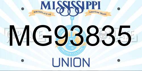 MG93835 Mississippi License Plate