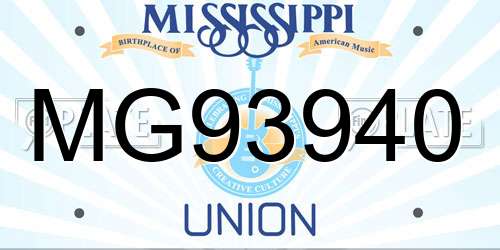 MG93940 Mississippi License Plate