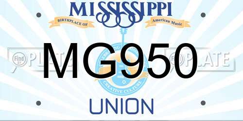 MG950 Mississippi License Plate