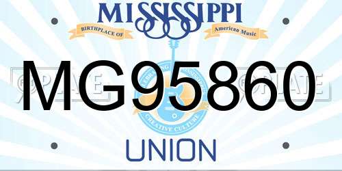 MG95860 Mississippi License Plate