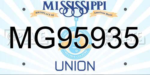 MG95935 Mississippi License Plate