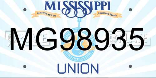 MG98935 Mississippi License Plate