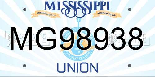 MG98938 Mississippi License Plate