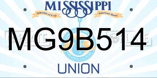 MG9B514 Mississippi License Plate