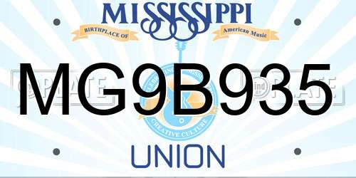 MG9B935 Mississippi License Plate