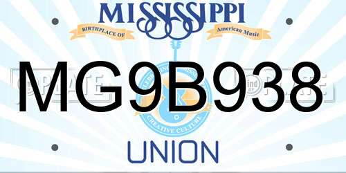 MG9B938 Mississippi License Plate