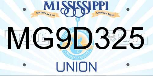 MG9D325 Mississippi License Plate
