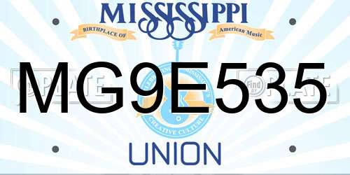 MG9E535 Mississippi License Plate