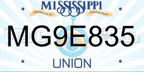 MG9E835 Mississippi License Plate