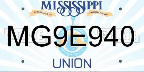 MG9E940 Mississippi License Plate