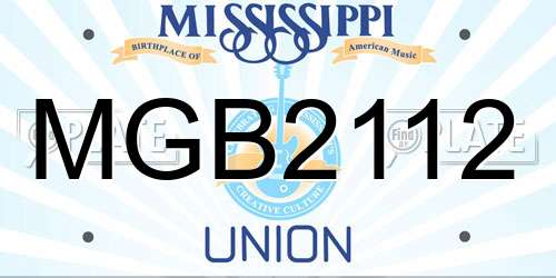 MGB2112 Mississippi License Plate