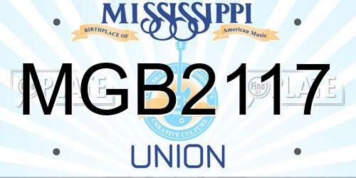 MGB2117 Mississippi License Plate