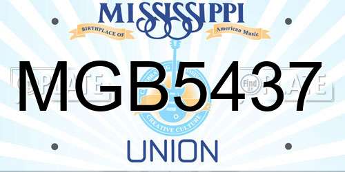 MGB5437 Mississippi License Plate