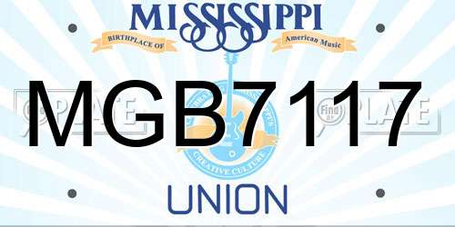 MGB7117 Mississippi License Plate
