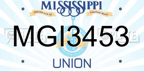 MGI3453 Mississippi License Plate