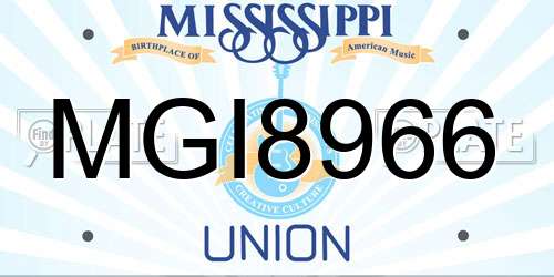 MGI8966 Mississippi License Plate