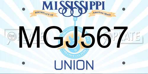 MGJ567 Mississippi License Plate