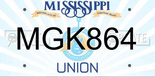 MGK864 Mississippi License Plate