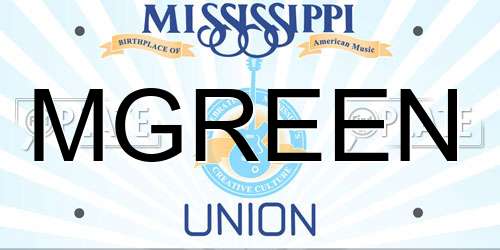 MGREEN Mississippi License Plate