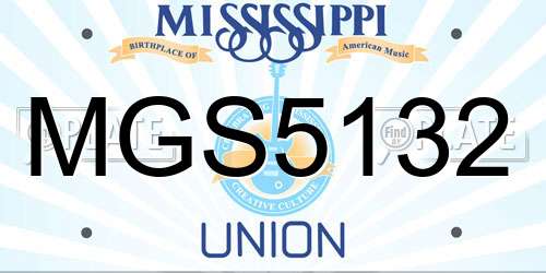 MGS5132 Mississippi License Plate
