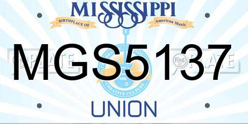 MGS5137 Mississippi License Plate